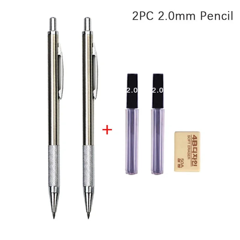 0.3 0.5 0.7 0.9 1.3 2.0mm Mechanical Pencil Set Full Metal Art Drawing Painting Automatic Pencil with Leads Office School Supply