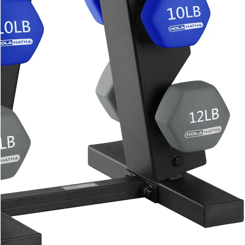 2, 3, 5, 8, and 10 Pound Neoprene Dumbbell Free Hand Weight Set with Rack, Ideal for Home Exercises to Gain Tone and Definition