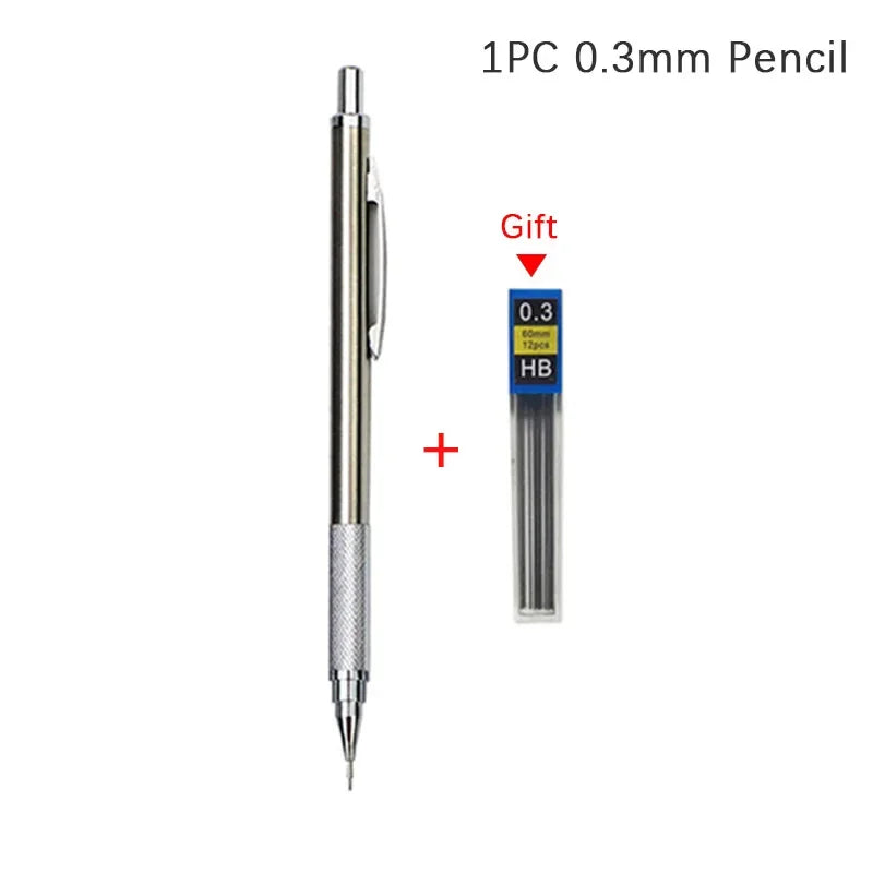 0.3 0.5 0.7 0.9 1.3 2.0mm Mechanical Pencil Set Full Metal Art Drawing Painting Automatic Pencil with Leads Office School Supply