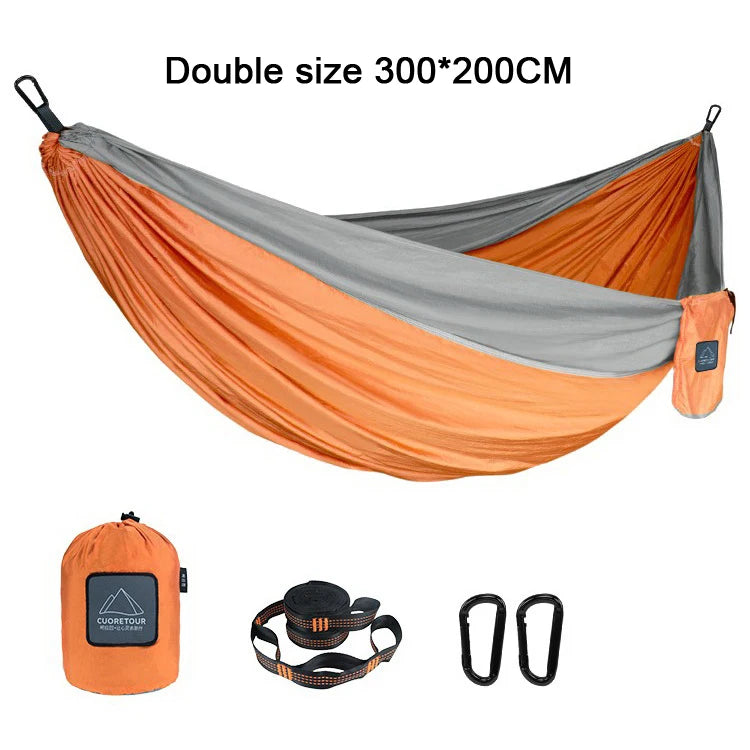 Portable Nylon Parachute Fabric Single and Double Size Outdoor Camping Hiking Garden Hammock