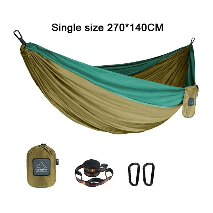 Portable Nylon Parachute Fabric Single and Double Size Outdoor Camping Hiking Garden Hammock