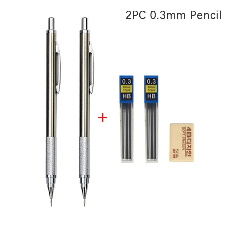 0.3 0.5 0.7 0.9 1.3 2.0mm Mechanical Pencil Set Full Metal Art Drawing Painting Automatic Pencil with Leads Office School Supply