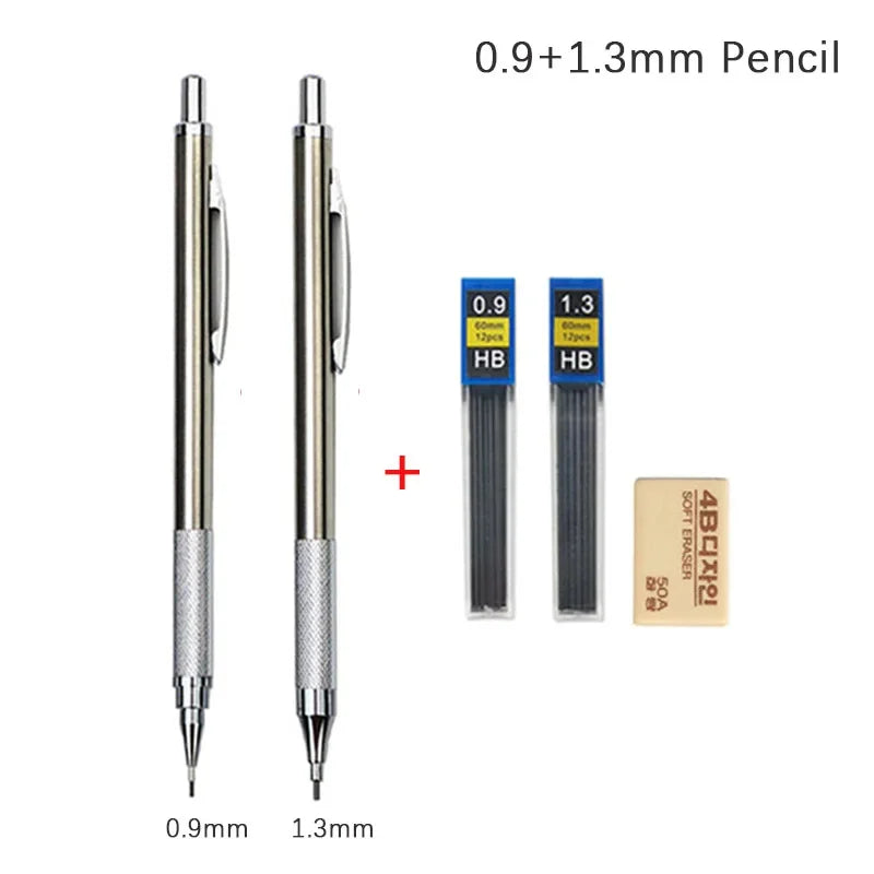 0.3 0.5 0.7 0.9 1.3 2.0mm Mechanical Pencil Set Full Metal Art Drawing Painting Automatic Pencil with Leads Office School Supply