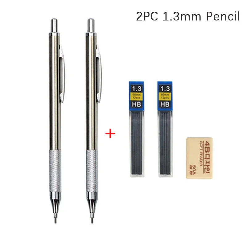 0.3 0.5 0.7 0.9 1.3 2.0mm Mechanical Pencil Set Full Metal Art Drawing Painting Automatic Pencil with Leads Office School Supply