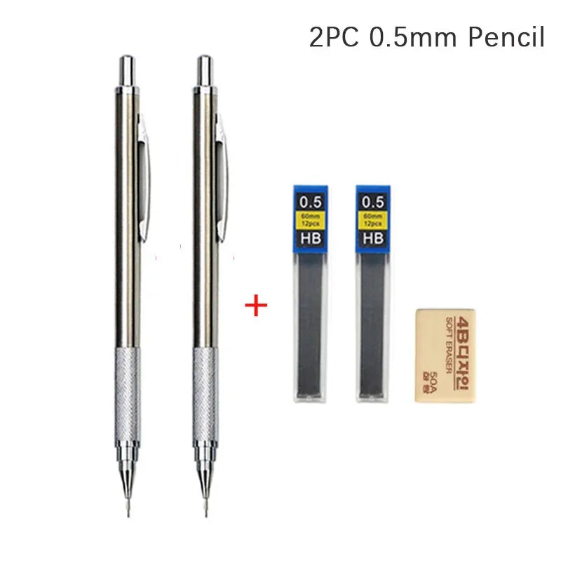 0.3 0.5 0.7 0.9 1.3 2.0mm Mechanical Pencil Set Full Metal Art Drawing Painting Automatic Pencil with Leads Office School Supply